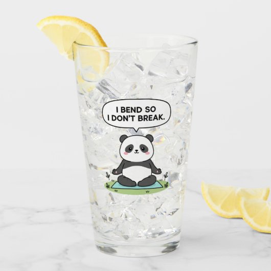 “I Bend So I Don’t Break” panda design タンブラーグラス (アイス正面)