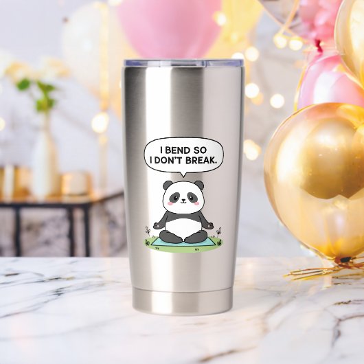 “I Bend So I Don’t Break” panda design 保温保冷タンブラー (バチェラーパーティー (回転後))