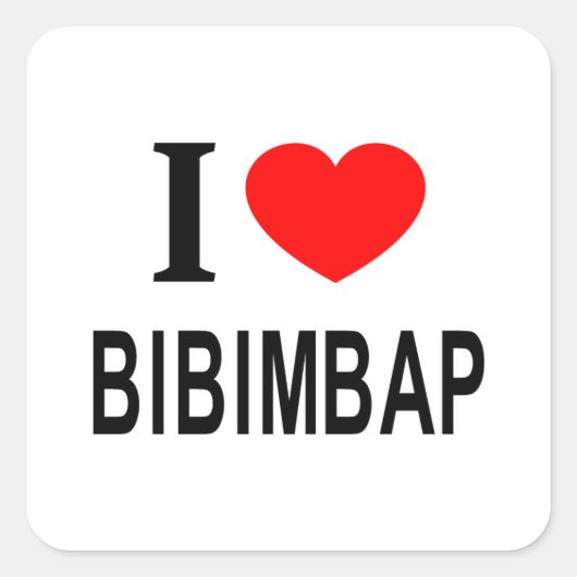 I BIBIMBAP I LOVE BIBIMBAP IハートBIBIMBAP スクエアシール (正面)