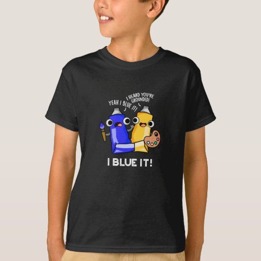 I Blue Itアーティスおもしろいト絵を描プ・ダークBG Tシャツ (正面)
