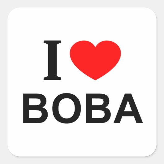I BOBA I ❤️ LOVE BOBA IハートBOBA SQUAREステッカー スクエアシール (正面)