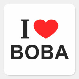I BOBA I ❤️ LOVE BOBA IハートBOBA SQUAREステッカー スクエアシール