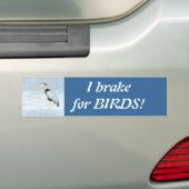 I brake for Birds - Blue 素晴らし Heronとの野鳥観察 バンパーステッカー (車上)