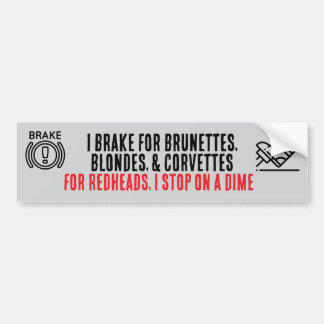 I Brake For Brunettes bumper sticker バンパーステッカー