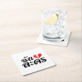 I Broken ハート(Love)ラコン★タイ語★ スクエアペーパーコースター (インサイチュ)