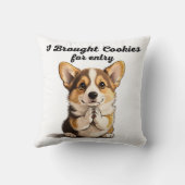 "I Brought Cookies" Pleading Corgi Pen & Ink Art クッション (裏面)