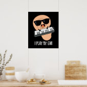 I By 遊 Ear Music おもしろい Pun Dark BG ポスター (キッチン)