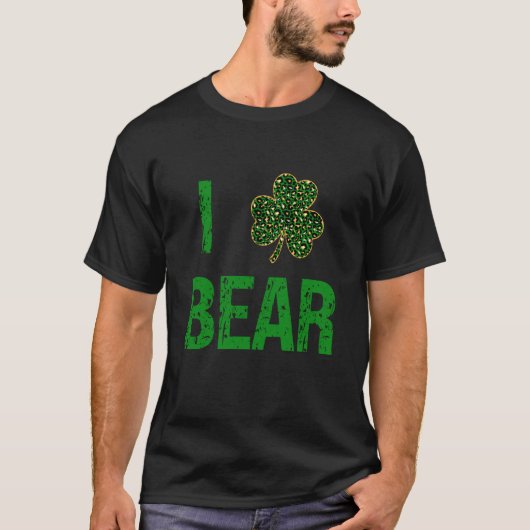 I C Bear Patrick's Day Irish Gold Leopard Beer Tシャツ (正面)