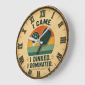 I Came I Dinked I Dominated Pickleball ラージ壁時計 (傾斜)