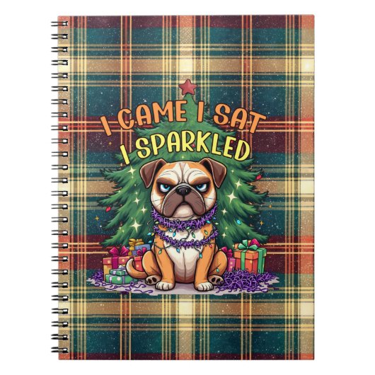 I Came I Sat I Sparkled Funny Christmas Bulldog ノートブック (正面)