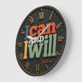 I Can and I Will Motivational Inspirational Quote ラージ壁時計 (傾斜)