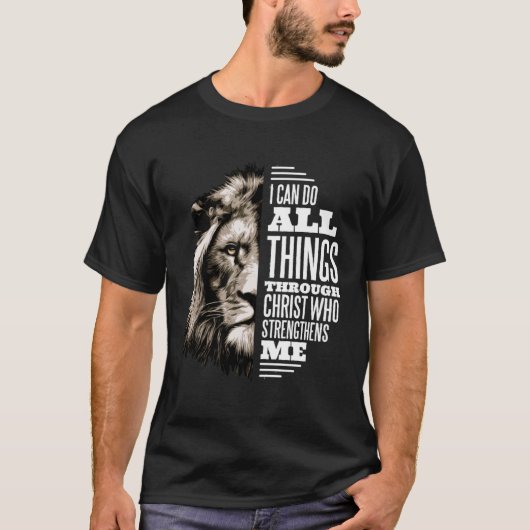 I Can Do All Thing Through Christ Lion Christian P Tシャツ (正面)