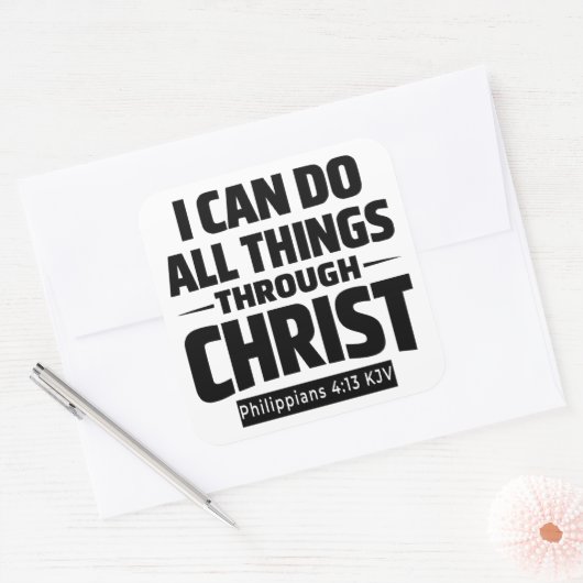 I Can Do All Things Phil 4 13 KJV Sticker スクエアシール (封筒)