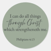 I Can Do All Things Philippians 4:13 Christian ラウンドシール (正面)