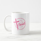 I Can Do All Things Through Christ Breast Cancer A コーヒーマグカップ (左)