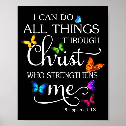 I Can Do All Things Through Christ Butterfly Art - ポスター (正面)