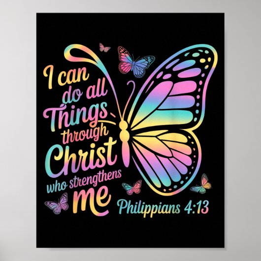 I Can Do All Things Through Christ Butterfly Bible ポスター (正面)