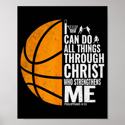 I Can Do All Things Through Christ Christian Baske ポスター (正面)
