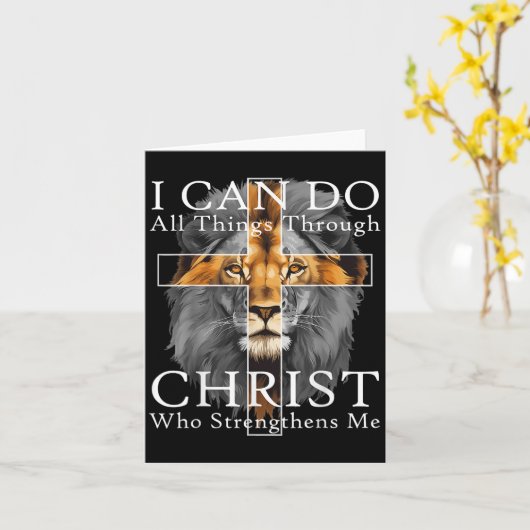 I Can Do All Things Through Christ Christian Lion  カード (黄色い花)