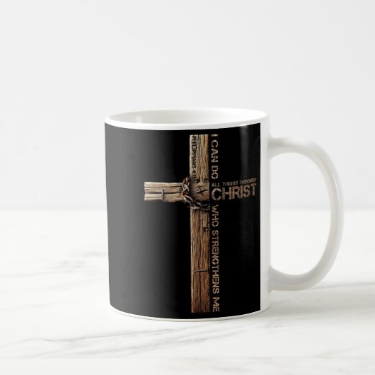 I Can Do All Things Through Christ, Cross Jesus Ch コーヒーマグカップ (右)