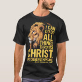 I Can Do All Things Through Christ, Cross Lino Chr Tシャツ (正面)
