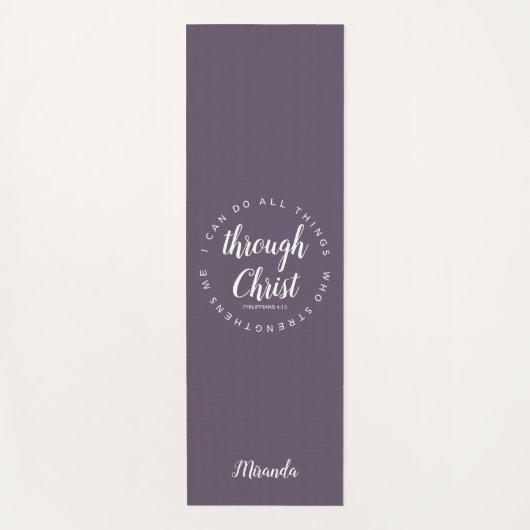 I Can Do All Things Through Christ Plum Prayer Or ヨガマット (正面)