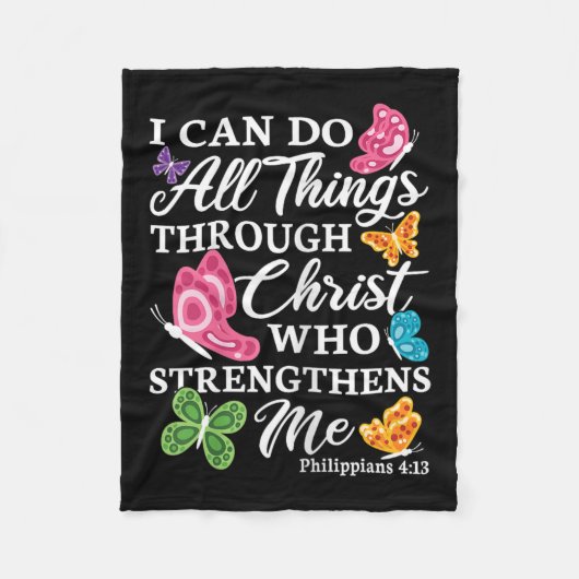 I Can Do All Things Through Christ Who Strengthens フリースブランケット (正面)