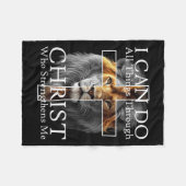 I Can Do All Things Through Christ Who Strengthens フリースブランケット (正面(横))