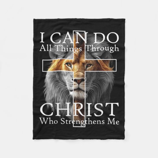 I Can Do All Things Through Christ Who Strengthens フリースブランケット (正面)