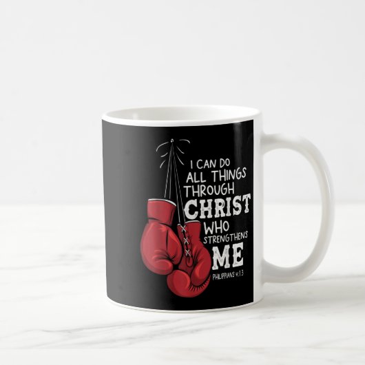 I Can Do Things Christian Boxing Quote Philipans 4 コーヒーマグカップ (右)