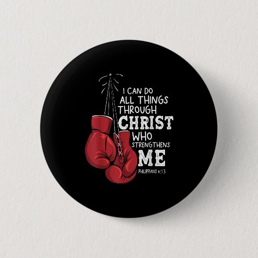 I Can Do Things Christian Boxing Quote Philipans 4 缶バッジ (正面)