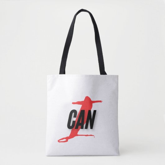 "I Can" Dynamic Red & Black Empowerment Word Art トートバッグ (正面)