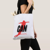 "I Can" Dynamic Red & Black Empowerment Word Art トートバッグ (クローズアップ)