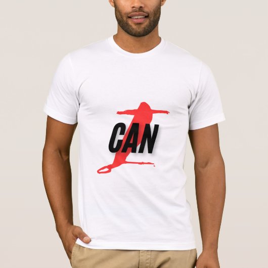 "I Can" Dynamic Red & Black Empowerment Word Art Tシャツ (正面)