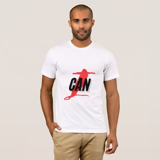 "I Can" Dynamic Red & Black Empowerment Word Art Tシャツ (正面フル)