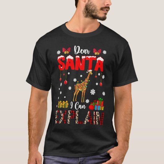 I Can Explain Christmas Lights Leopard Plaid Santa Tシャツ (正面)