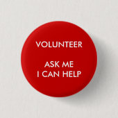I Can Help  Volunteer Button Charity Event Red 缶バッジ (正面)