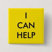 I Can Help  Volunteer Button Charity Event Yellow 缶バッジ (正面)