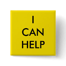 I Can Help  Volunteer Button Charity Event Yellow