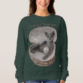 I Can See Your Soul Funny Russian Blue Cat Design スウェットシャツ