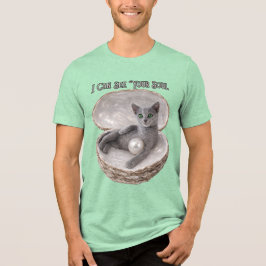 I Can See Your Soul Funny Russian Blue Cat Design トライブレンドＴシャツ