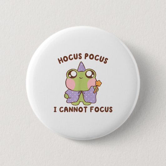 I Cannot Focus Funny Adhd Sitive Frog 缶バッジ (正面)