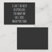 i can't be held responsible for what my face does 名刺 (正面/裏面)