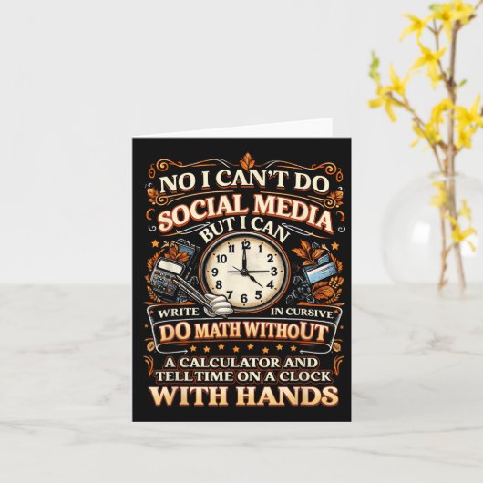 I Can't Do Social Media But I Can Write In Cursive カード (黄色い花)