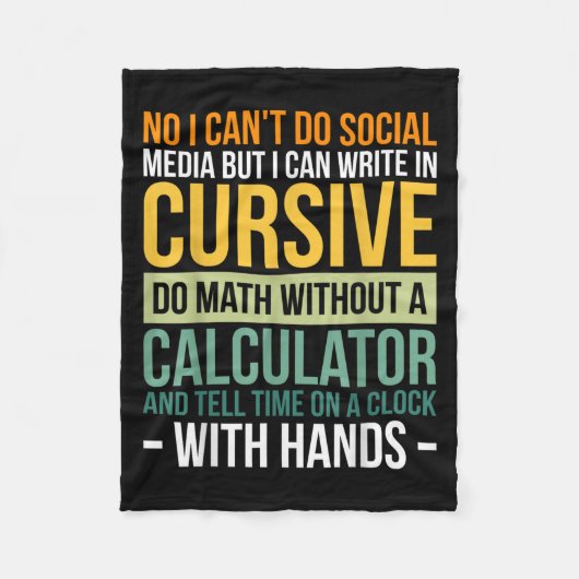 I Can't Do Social Media But I Can Write In Cursive フリースブランケット (正面)