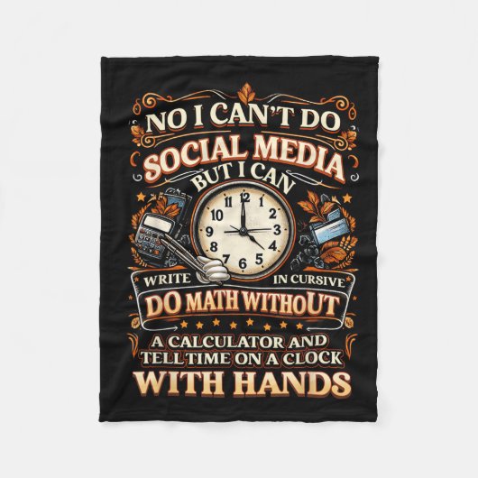 I Can't Do Social Media But I Can Write In Cursive フリースブランケット (正面)