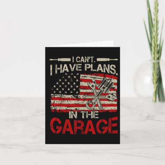 I Cant Have Plans Garage-shirt Men Funny Mechanic カード (正面)