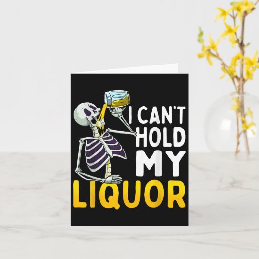 I Cant Hold My Liquor Funny Halloween Skeleton Dri カード (黄色い花)