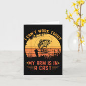 I Can't Work Today My Arm In A Cast Funny Fishing カード (黄色い花)