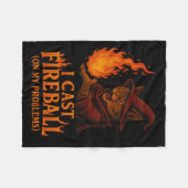 I Cast Fireball On My Problem Cat Rpg Gamer Family フリースブランケット (正面(横))